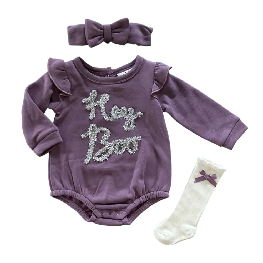 Nicole Miller New York 3 Piece Hey Boo Halloween Set Girls 6/9 Months NWT